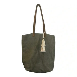 Karma 100% Jute Tote Bag with Tassel detail